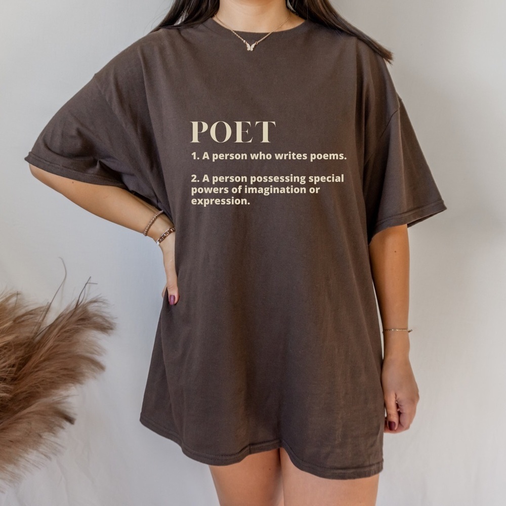 Cute And Trendy “Poet” Crew Neck Short Sleeve Tee Shirt